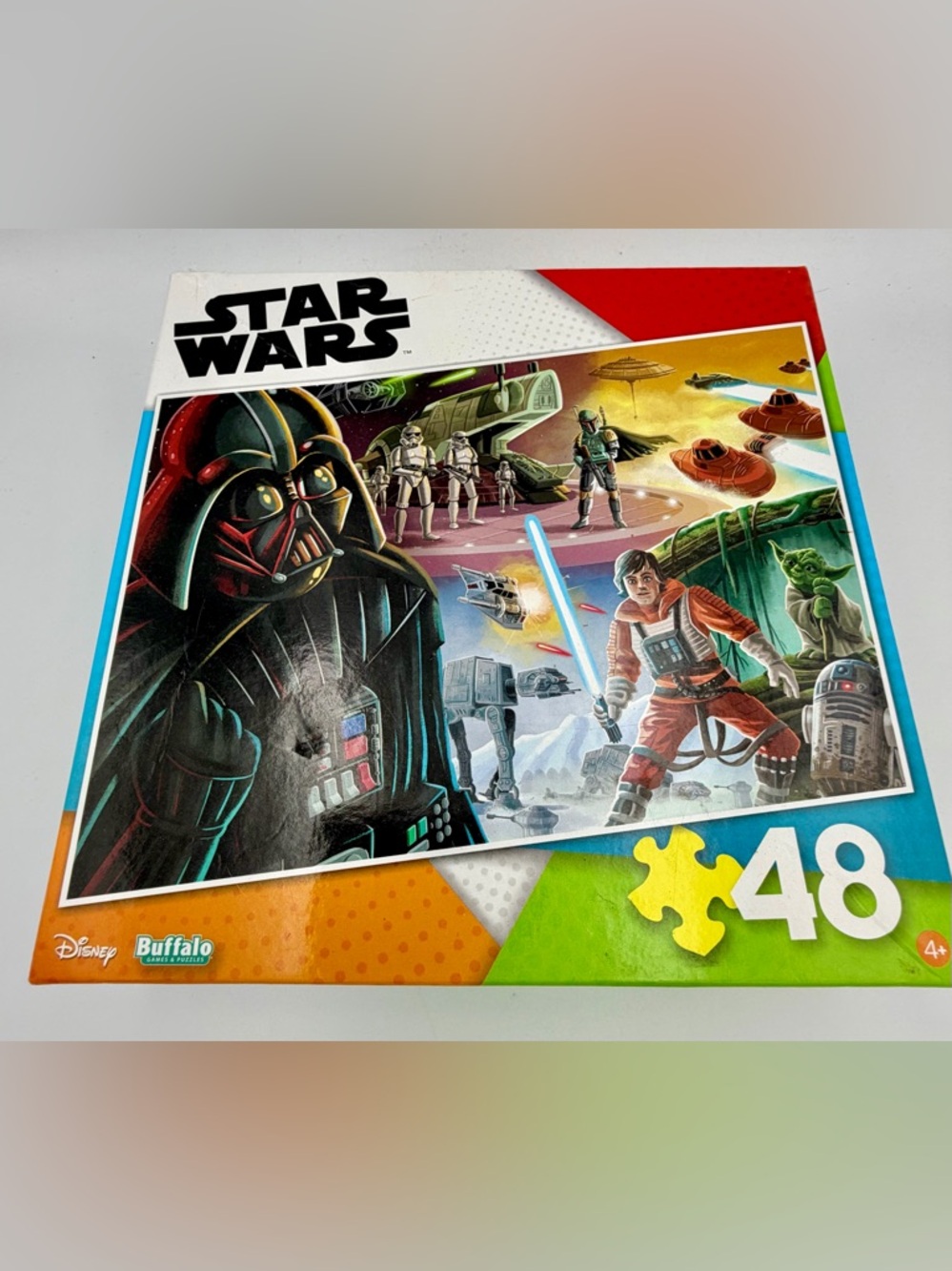 Star Wars Puzzle with Black, Red, Blue, Green Artwork